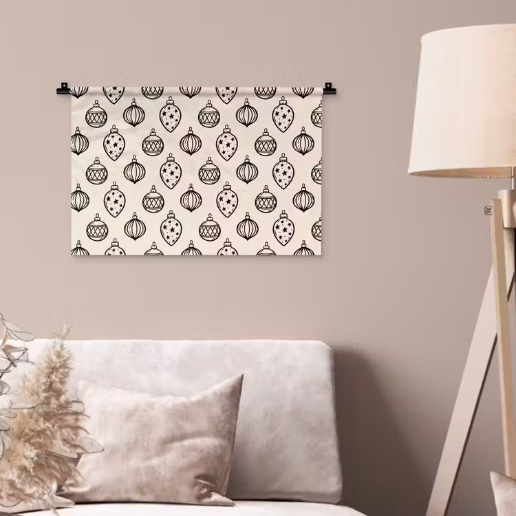 Wandkleed - Kerstbal - Zwart - Wit — 2