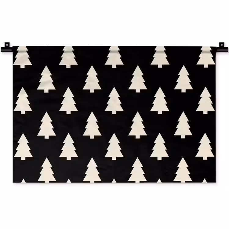 Wandkleed - Kerstboom - Zwart - Wit — 1