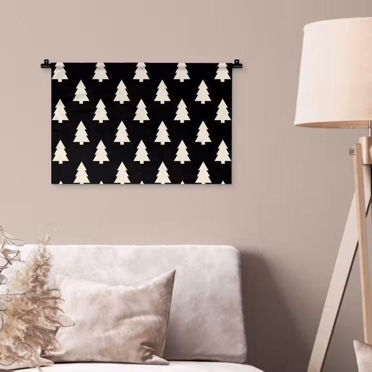 Wandkleed - Kerstboom - Zwart - Wit — 2