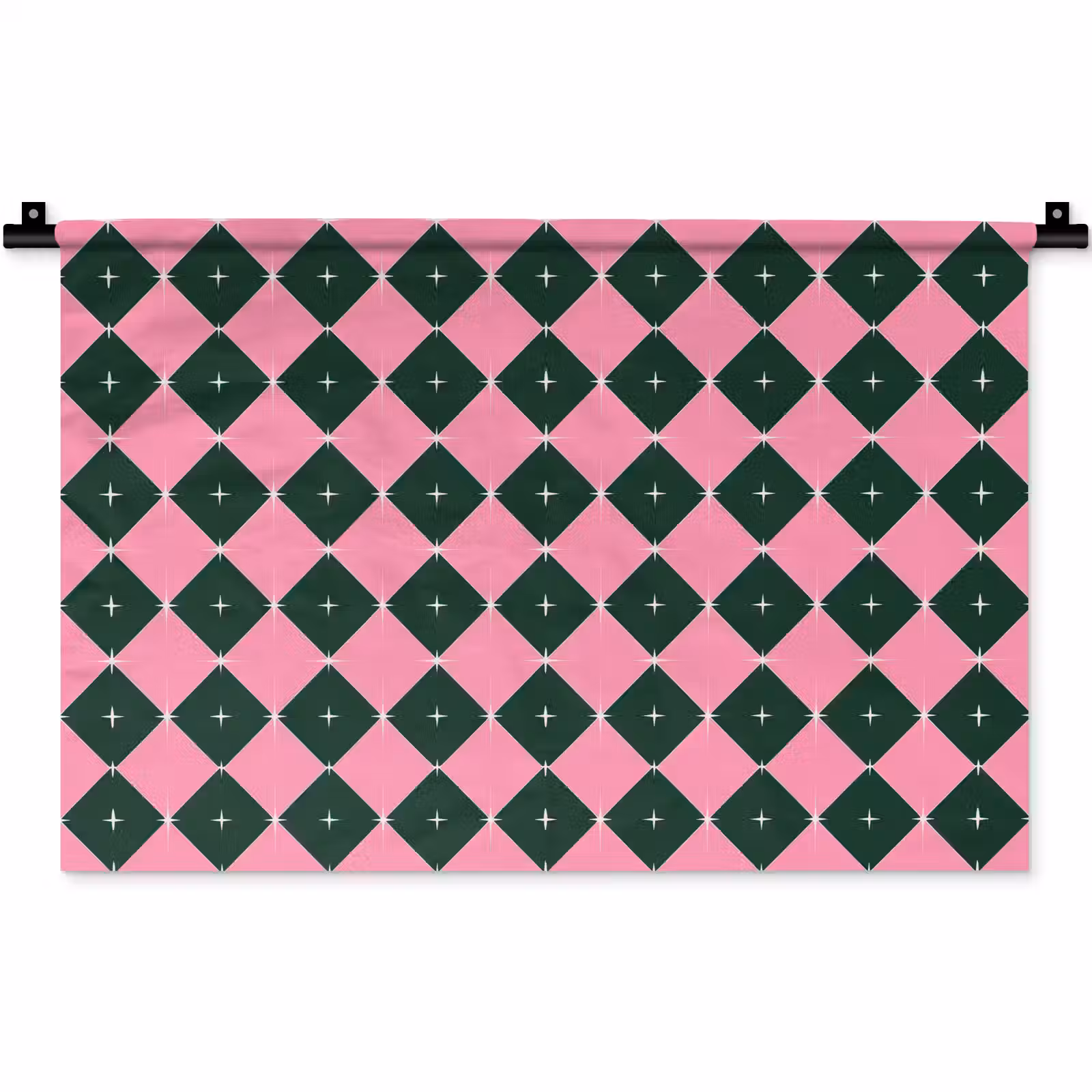Wandkleed - Kerst - Roze - Groen - Ster — 1