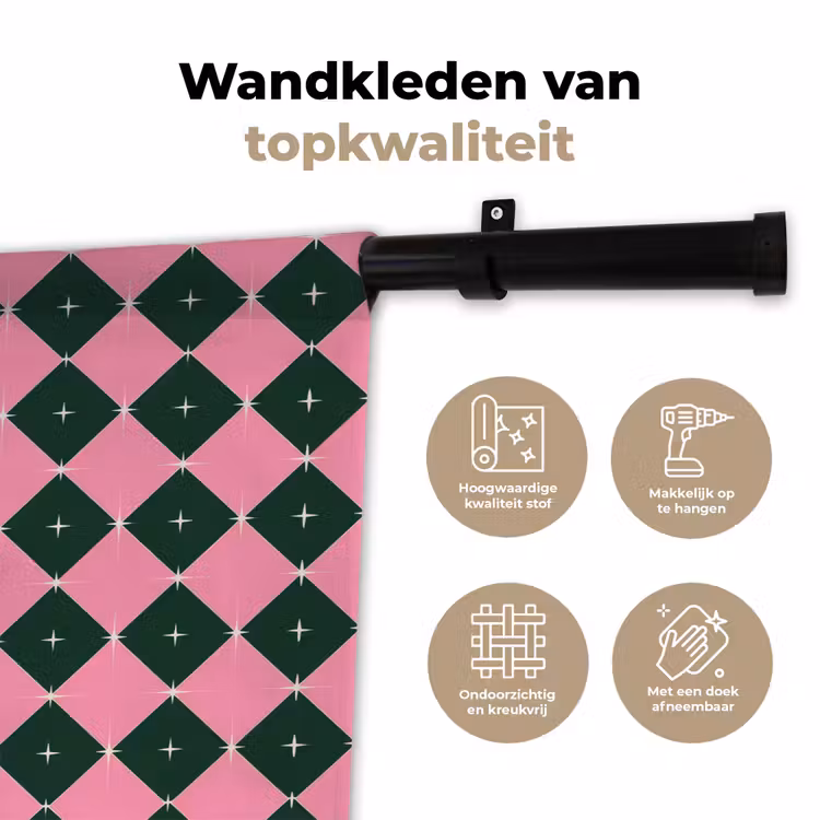 Wandkleed - Kerst - Roze - Groen - Ster — 3
