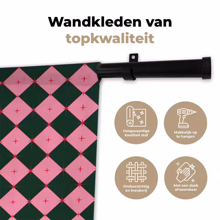 Wandkleed - Ster - Roze - Groen - Kerst — 3