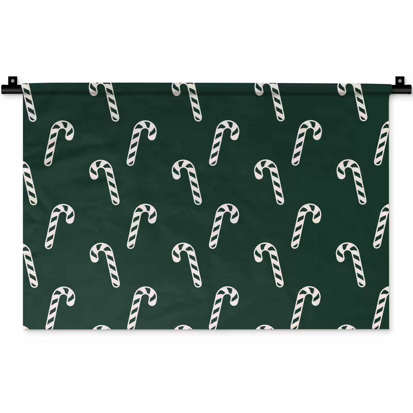 Wandkleed - Kerst - Groen - Wit - Zuurstok — 1
