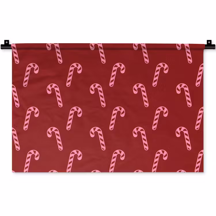 Wandkleed - Kerst - Burgundy - Roze - Zuurstok — 1