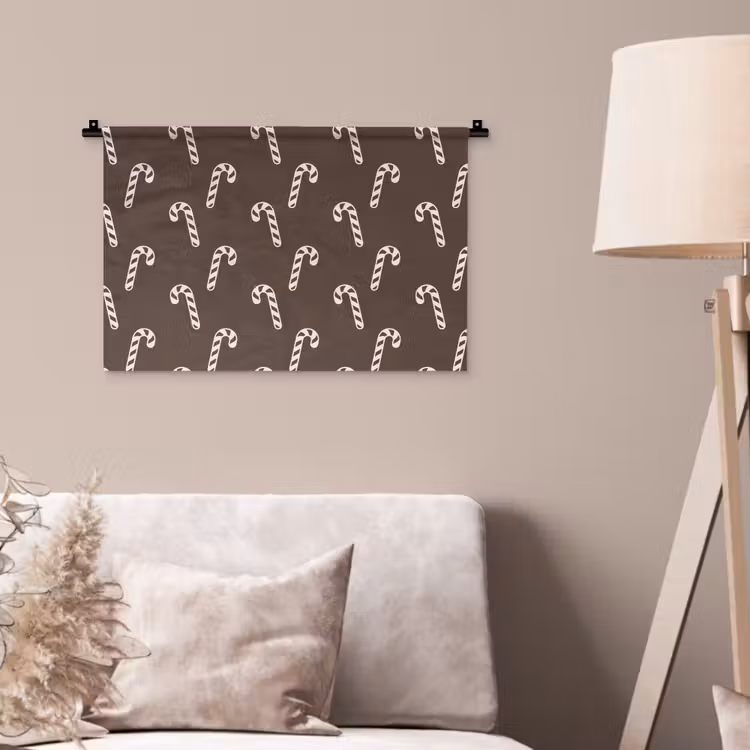 Wandkleed - Kerst - Crème - Taupe - Zuurstok — 2