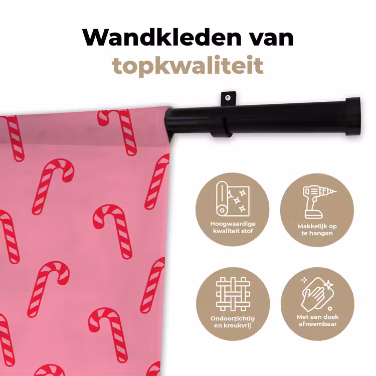 Wandkleed - Kerst - Rood - Roze - Zuurstok — 3