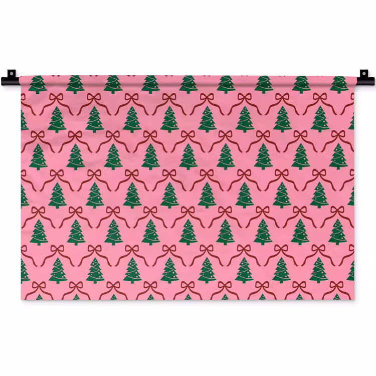 Wandkleed - Kerst - Roze - Rood - Strik — 1