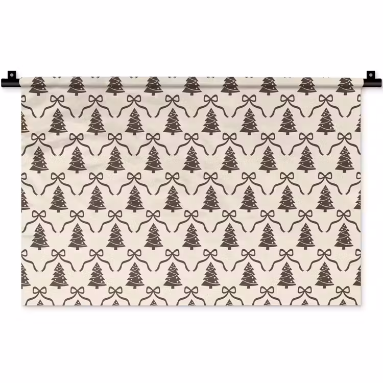 Wandkleed - Kerst - Taupe - Crème - Strik — 1