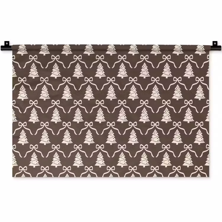 Wandkleed - Strik - Taupe - Wit - Kerst — 1