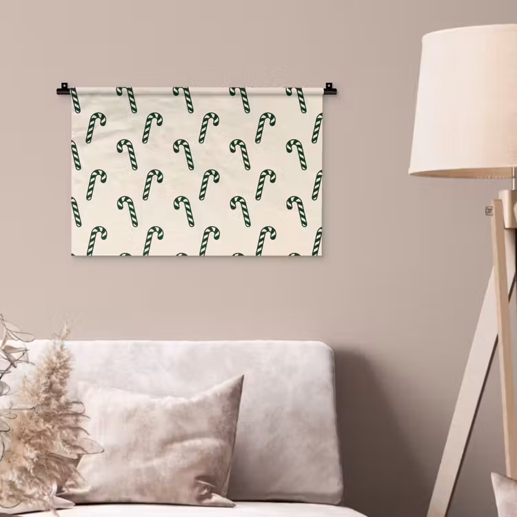 Wandkleed - Kerst - Groen - Crème - Zuurstok — 2