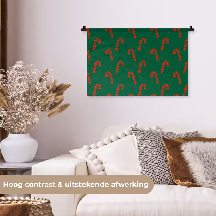 Wandkleed - Kerst - Groen - Rood - Zuurstok — 4