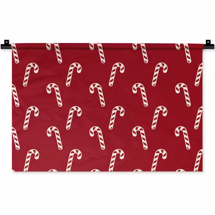 Wandkleed - Kerst - Rood - Wit - Zuurstok — 1