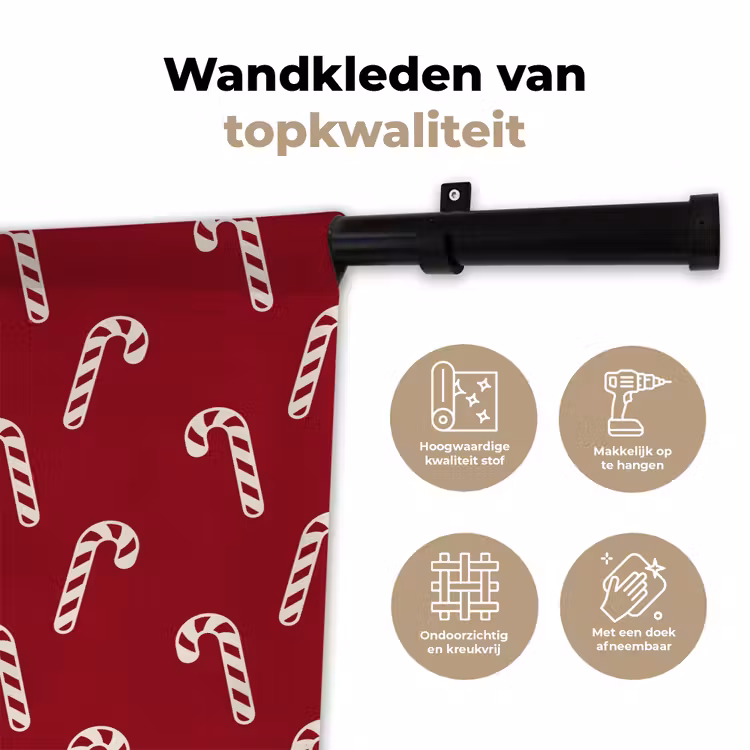 Wandkleed - Kerst - Rood - Wit - Zuurstok — 3