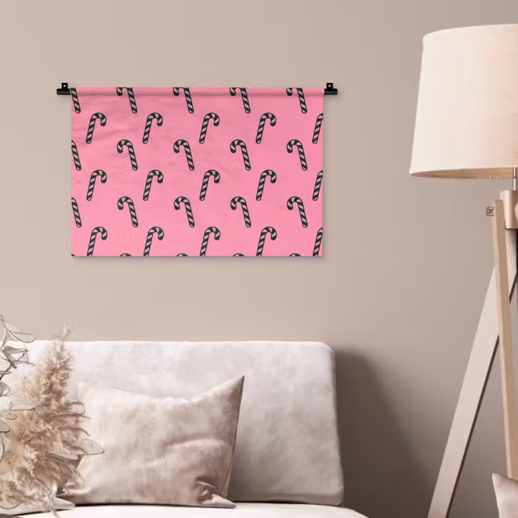 Wandkleed - Kerst - Roze - Groen - Zuurstok — 2