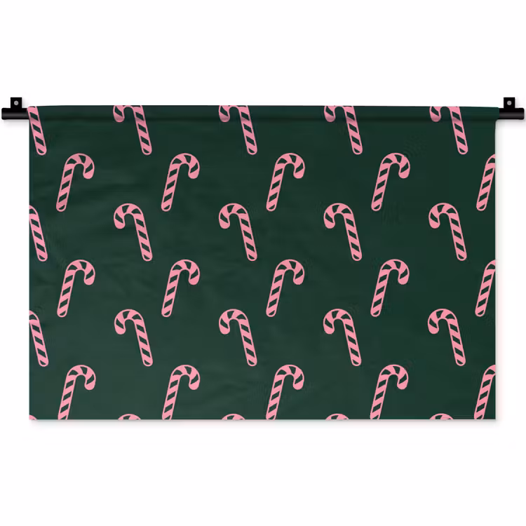 Wandkleed - Kerst - Roze - Groen - Zuurstok — 1