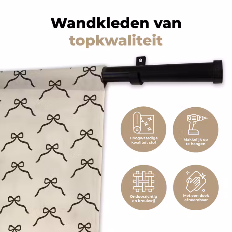 Wandkleed - Strik - Kerst - Zwart - Crème — 3