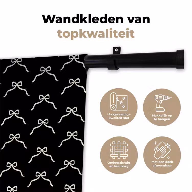 Wandkleed - Strik - Kerst - Zwart - Wit — 3