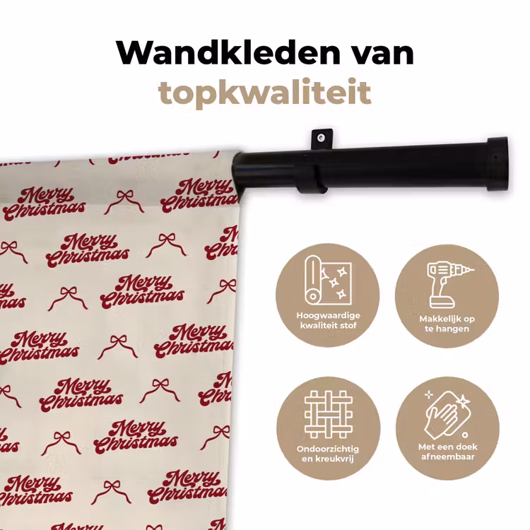 Wandkleed - Tekst - Rood - Crème - Strik — 3