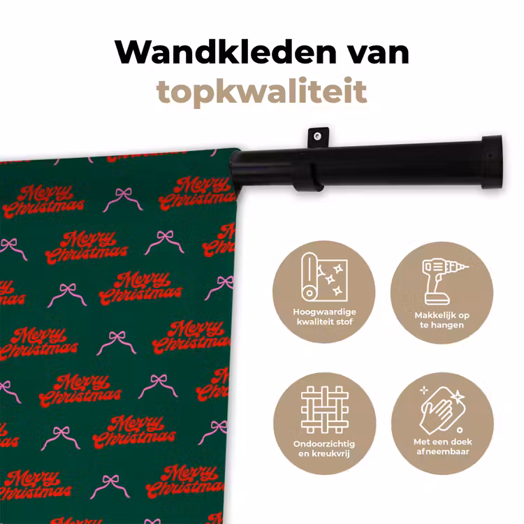 Wandkleed - Tekst - Roze - Rood - Groen - Strik — 3