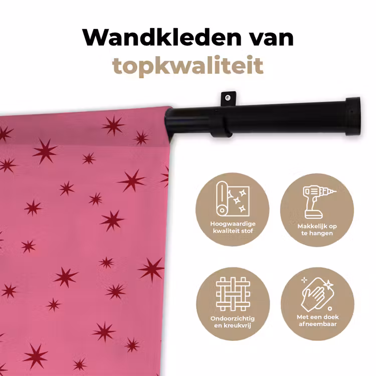 Wandkleed - Kerst - Ster - Rood - Roze — 3