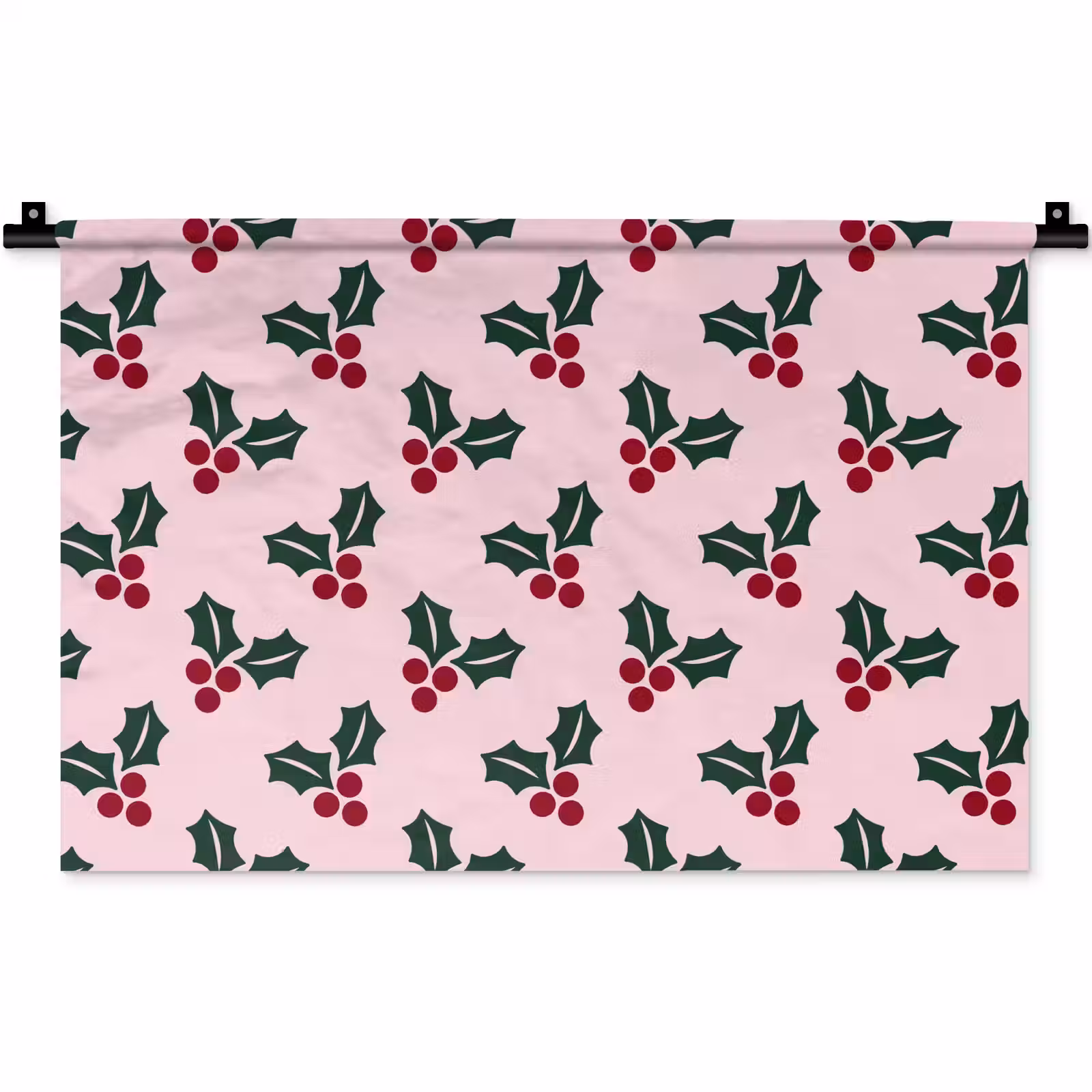 Wandkleed - Kerst - Hulst - Groen - Roze — 1
