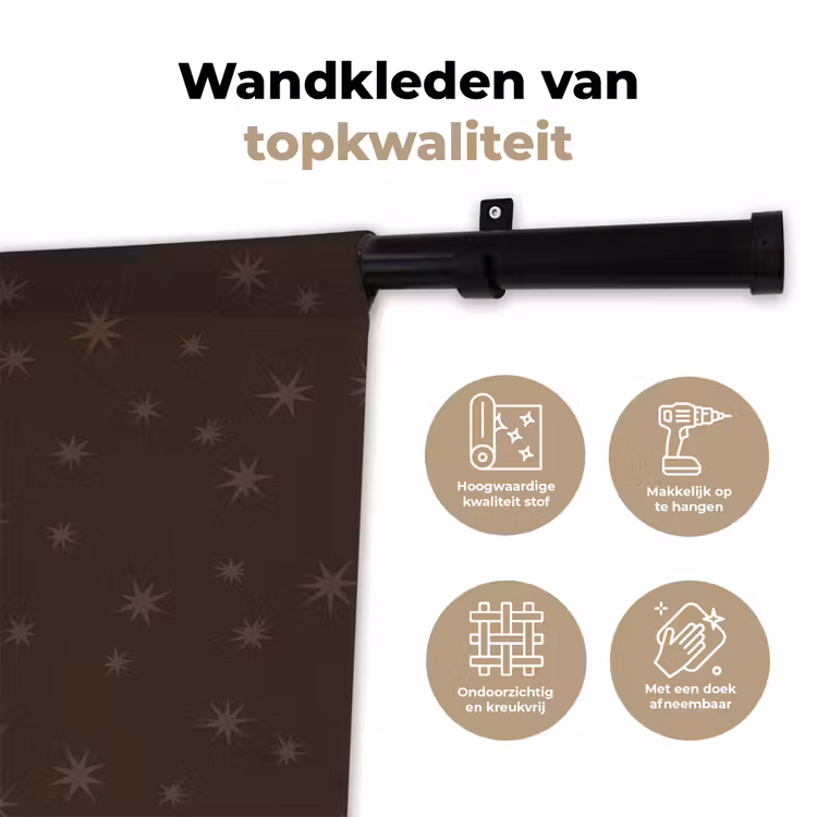 Wandkleed - Bruin - Sterren - Kerst — 3