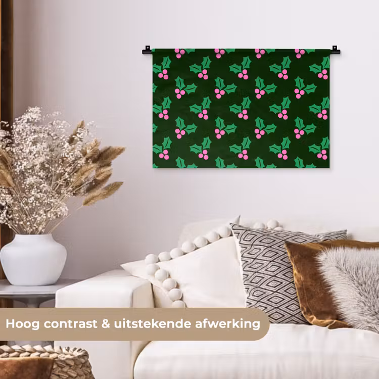 Wandkleed - Hulst - Groen - Roze - Kerst — 4