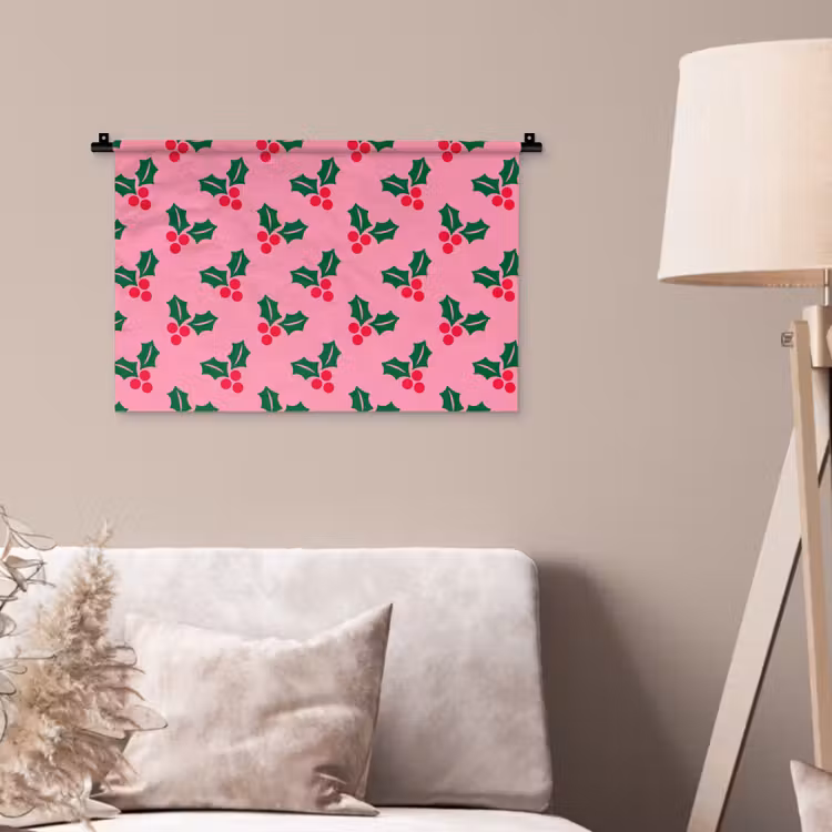 Wandkleed - Hulst - Kerst - Roze — 2