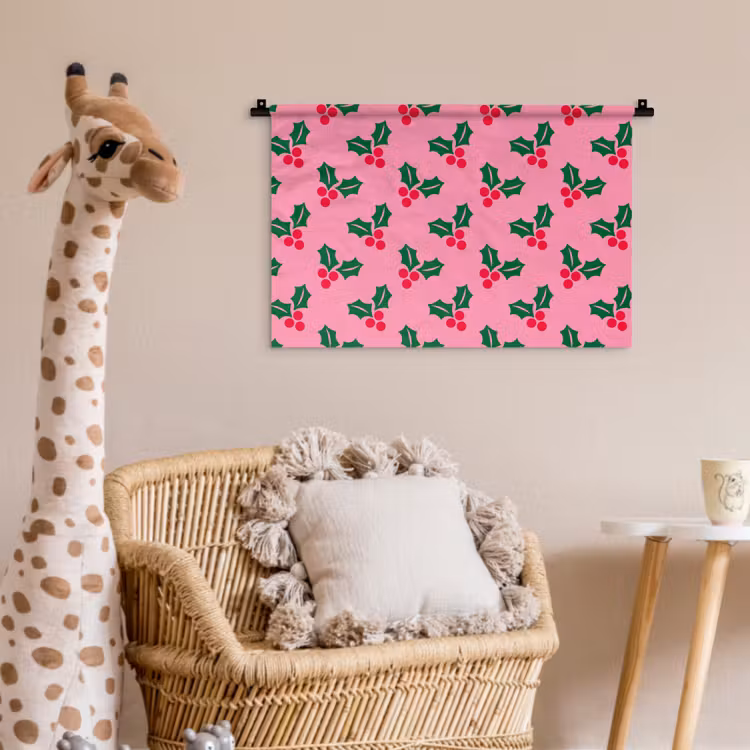 Wandkleed - Hulst - Kerst - Roze — 5
