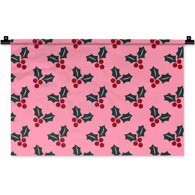 Wandkleed - Roze - Kerst - Hulst — 1
