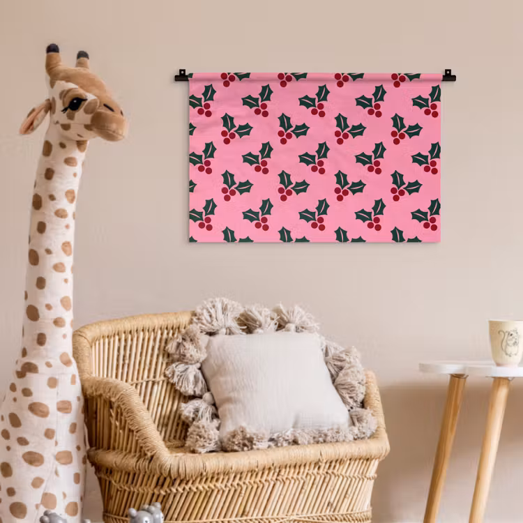 Wandkleed - Roze - Kerst - Hulst — 5
