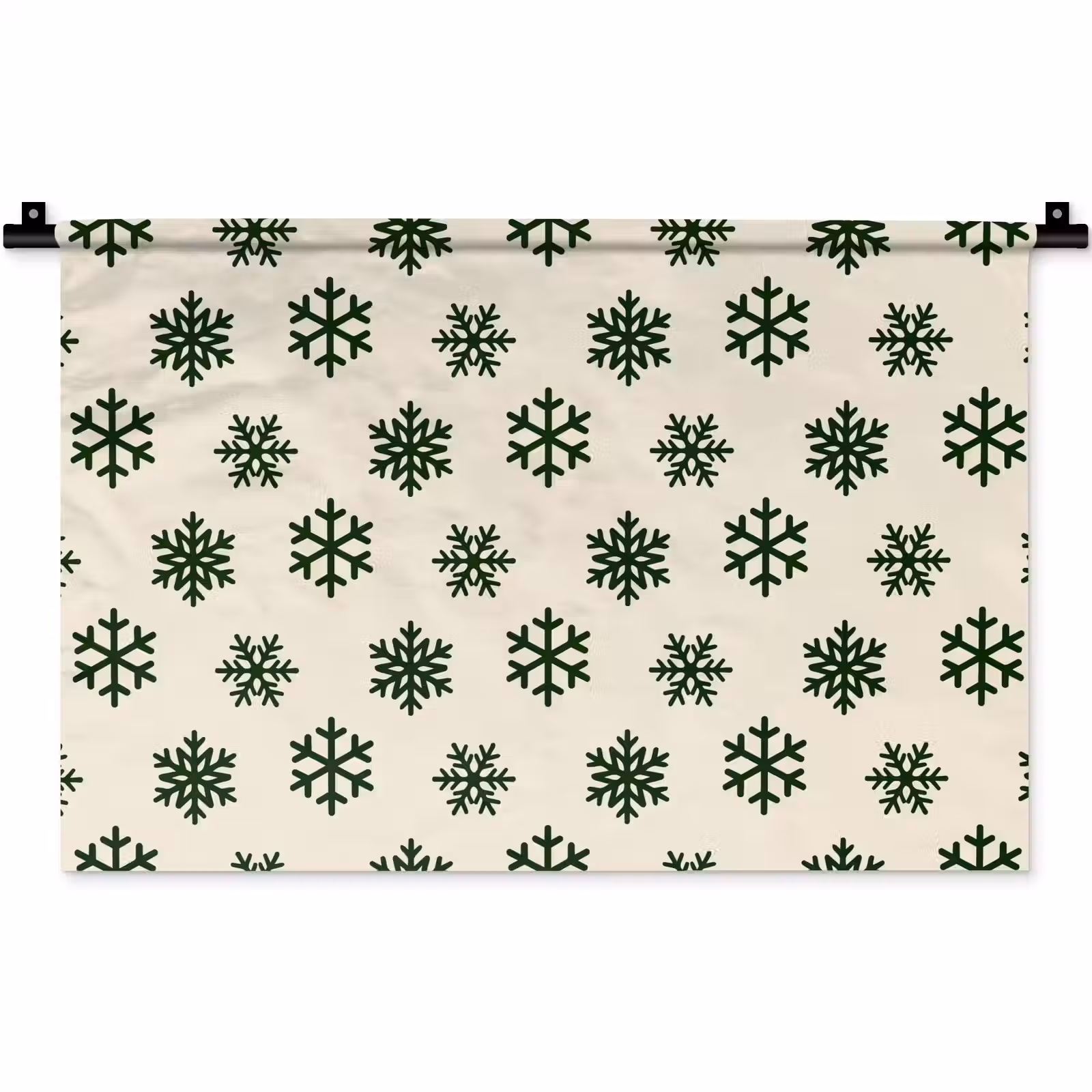 Wandkleed - Sneeuwvlok - Crème - Groen - Kerst — 1