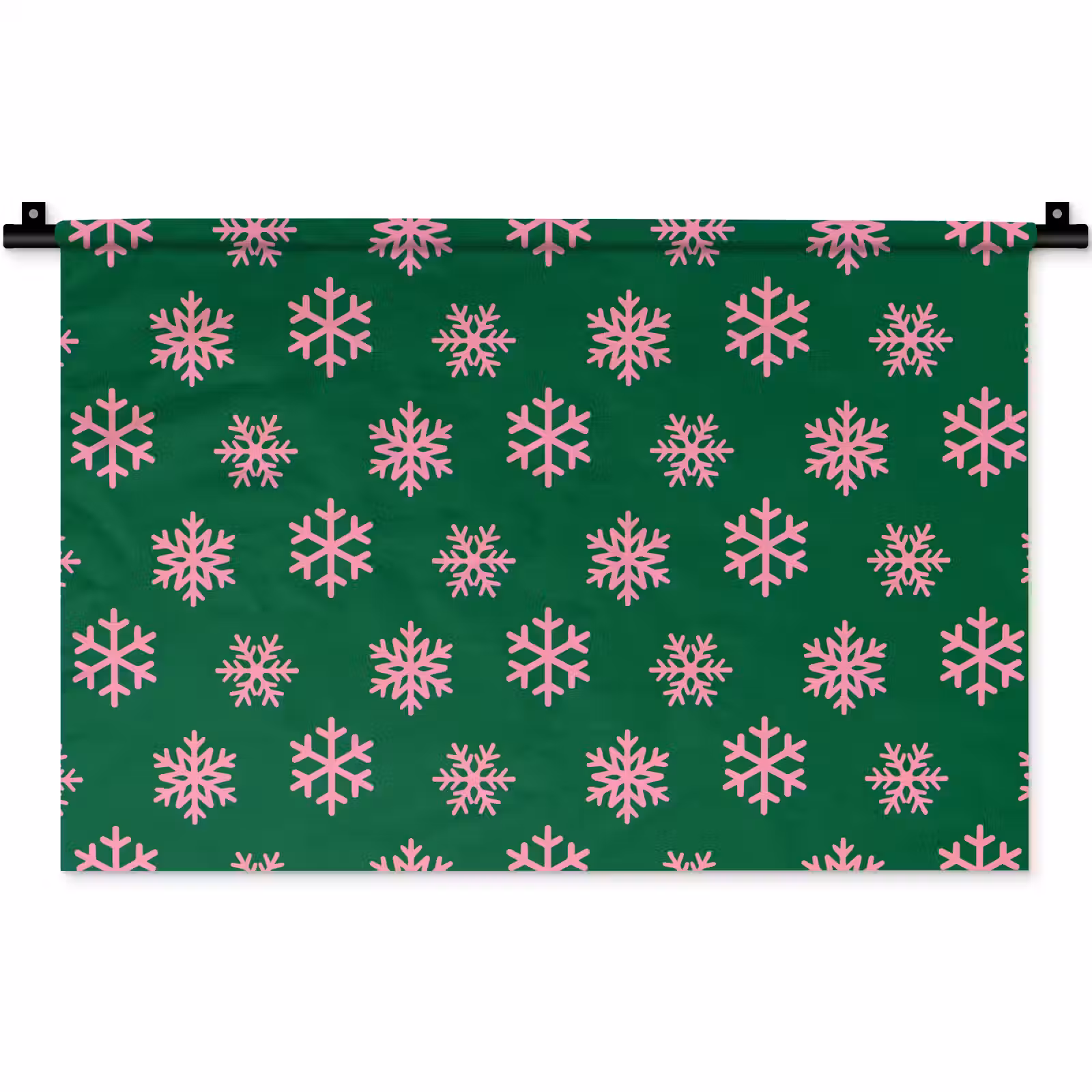 Wandkleed - Sneeuwvlok - Groen - Roze - Kerst — 1
