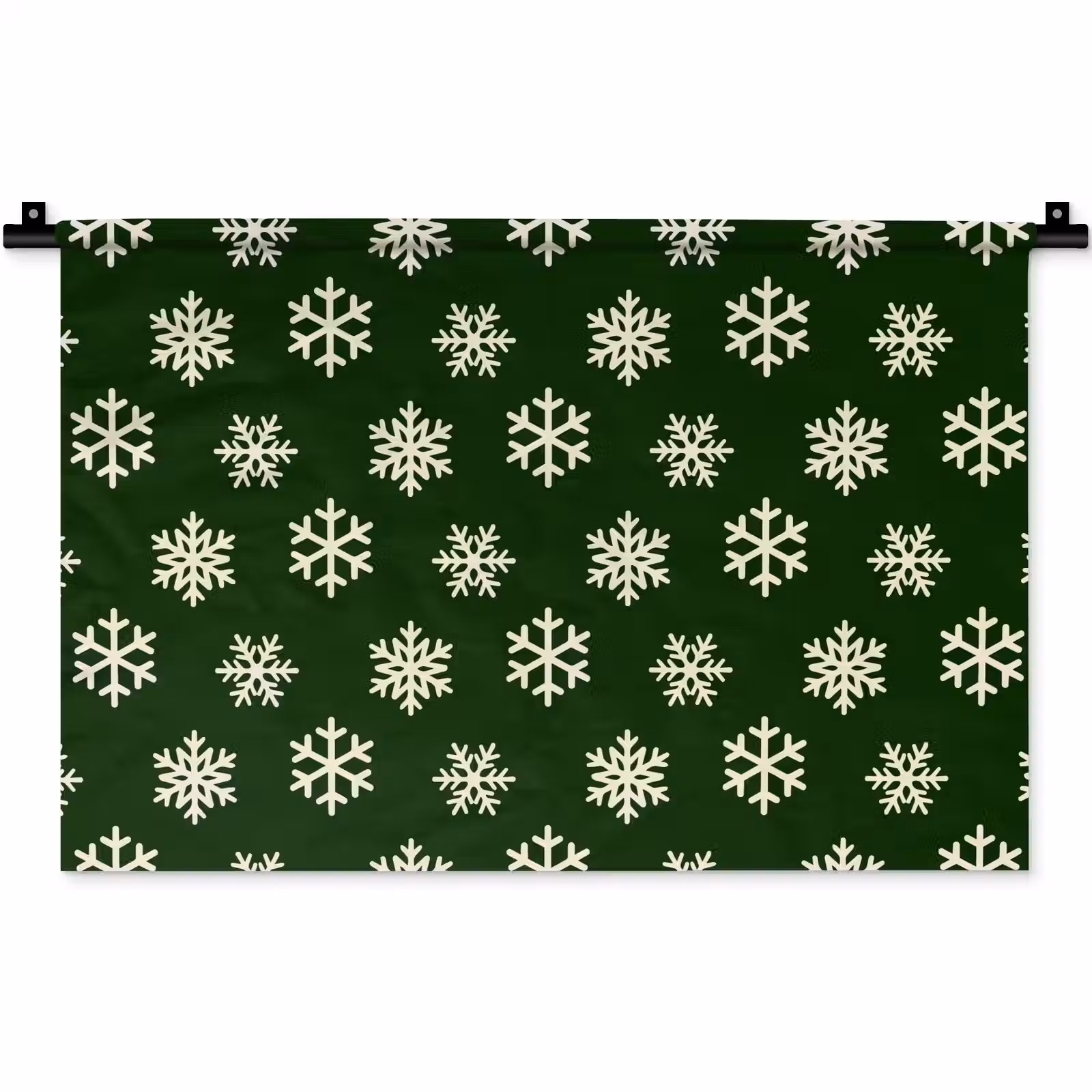 Wandkleed - Sneeuwvlok - Groen - Wit - Kerst — 1
