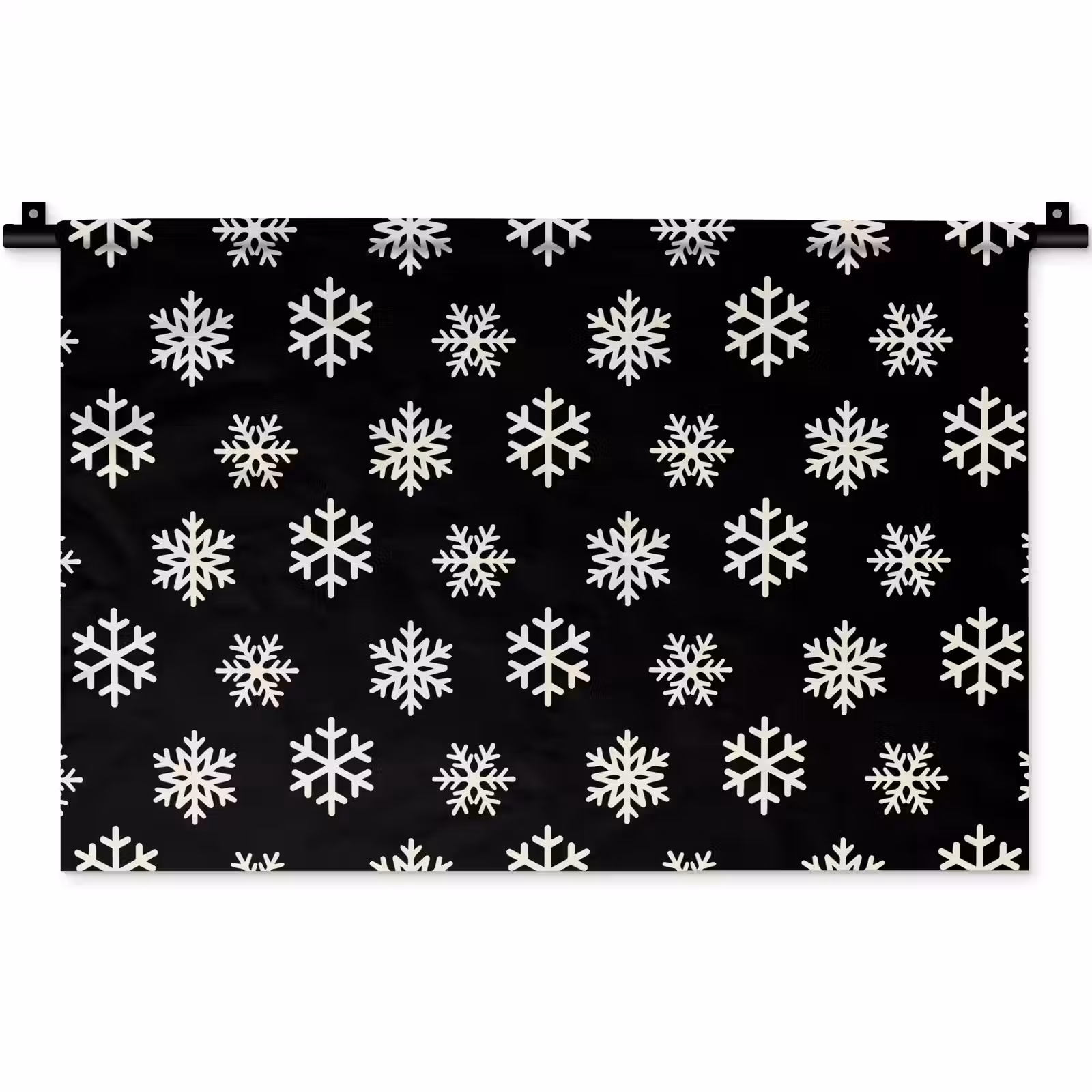 Wandkleed - Sneeuwvlok - Zwart - Wit - Kerst — 1