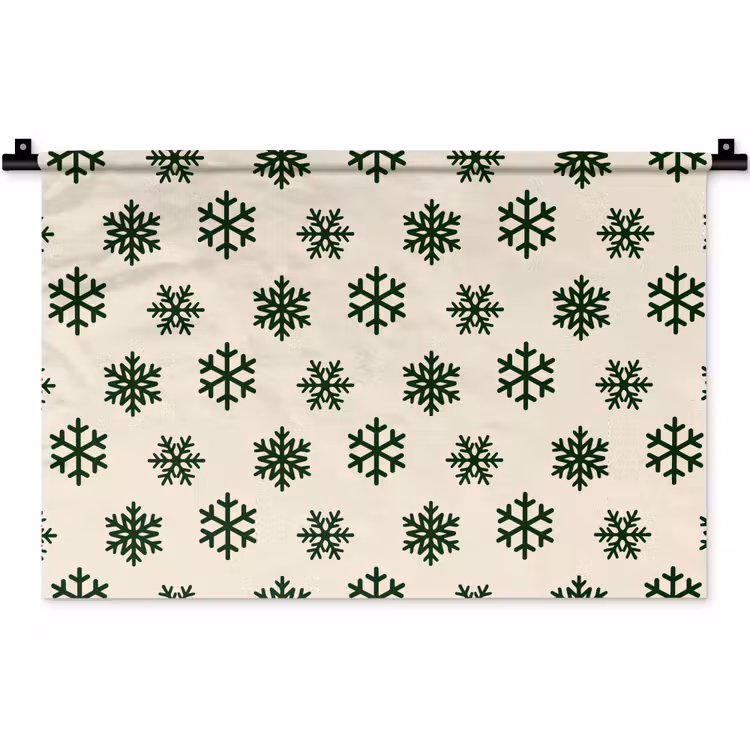 Wandkleed - Sneeuwvlok - Crème - Groen - Kerst — 1