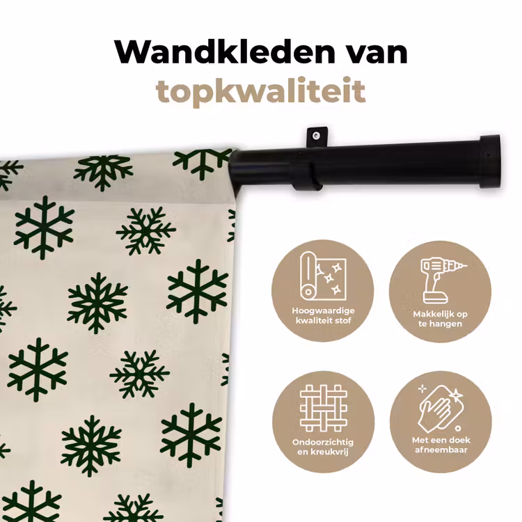 Wandkleed - Sneeuwvlok - Crème - Groen - Kerst — 3