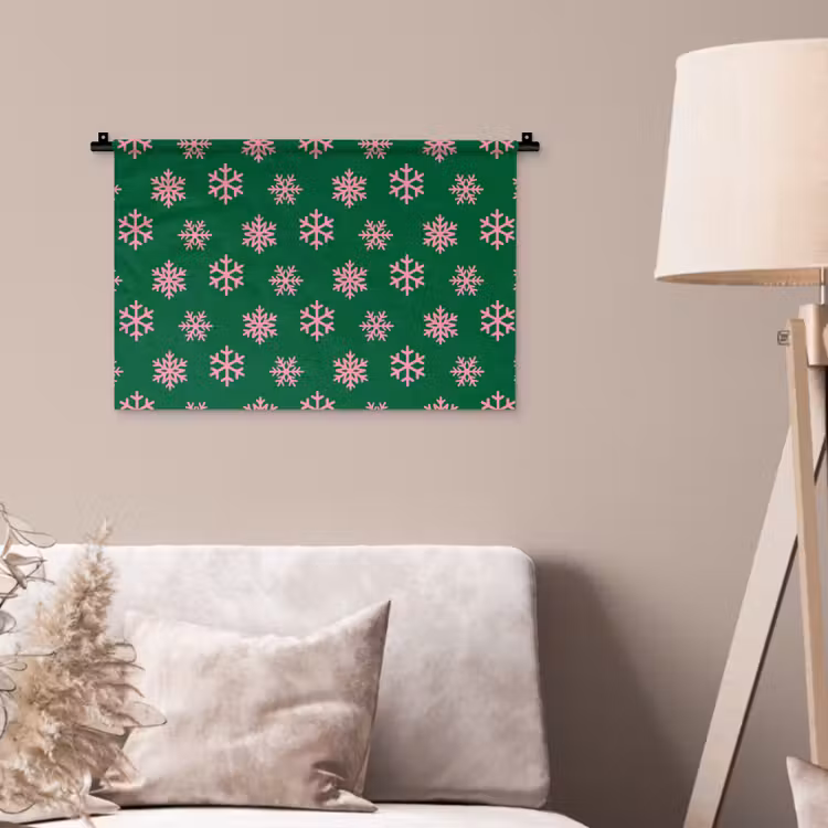 Wandkleed - Sneeuwvlok - Groen - Roze - Kerst — 2