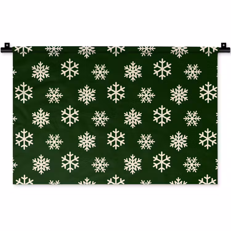 Wandkleed - Sneeuwvlok - Groen - Wit - Kerst — 1