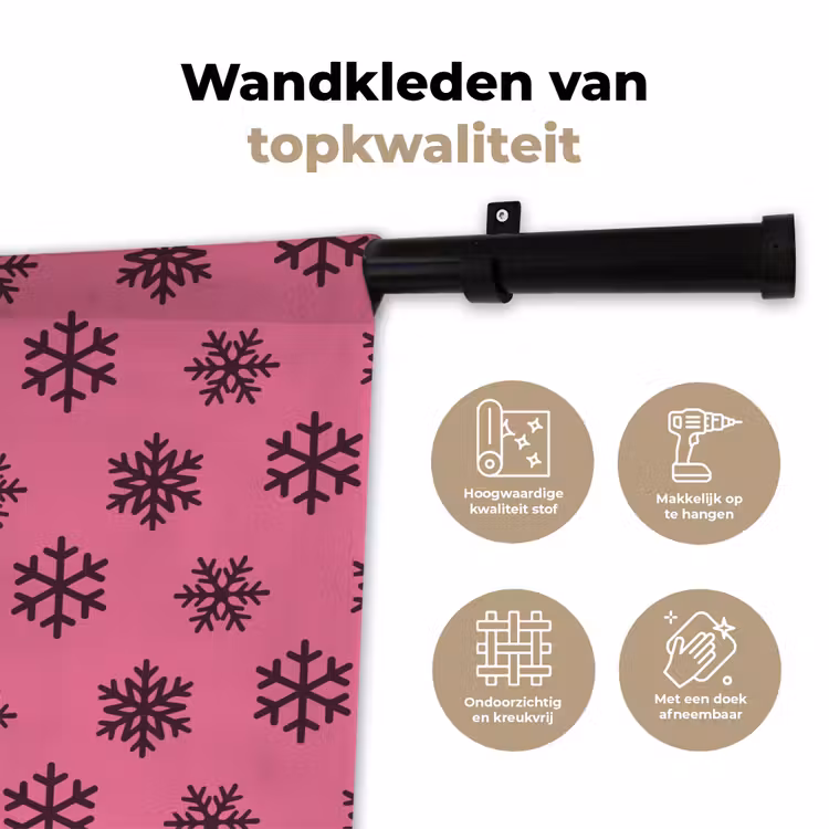 Wandkleed - Sneeuwvlok - Paars - Roze - Kerst — 3