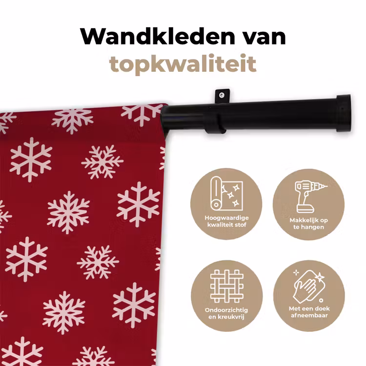 Wandkleed - Sneeuwvlok - Rood - Roze - Kerst — 3