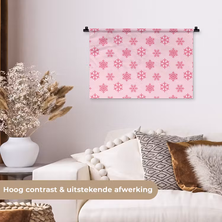 Wandkleed - Sneeuwvlok - Roze - Kerst — 4