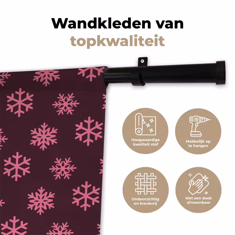 Wandkleed - Sneeuwvlok - Roze - Paars - Kerst — 3