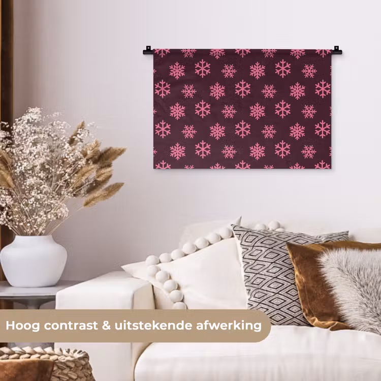 Wandkleed - Sneeuwvlok - Roze - Paars - Kerst — 4