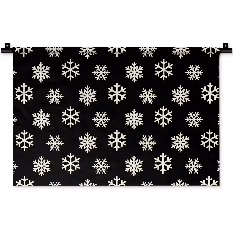 Wandkleed - Sneeuwvlok - Zwart - Wit - Kerst — 1