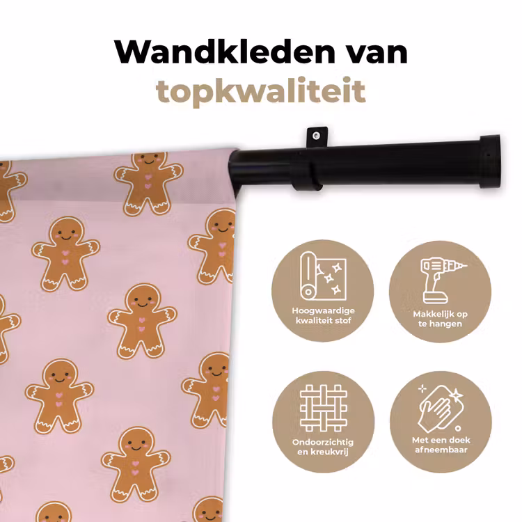 Wandkleed - Peperkoek - Kerst - Roze — 3