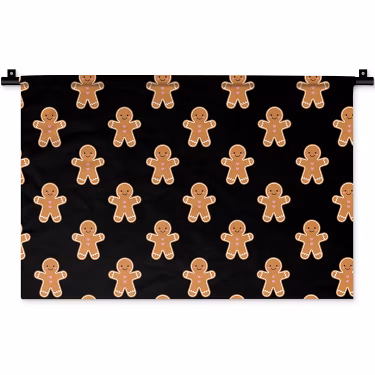 Wandkleed - Peperkoek - Kerst - Zwart — 1