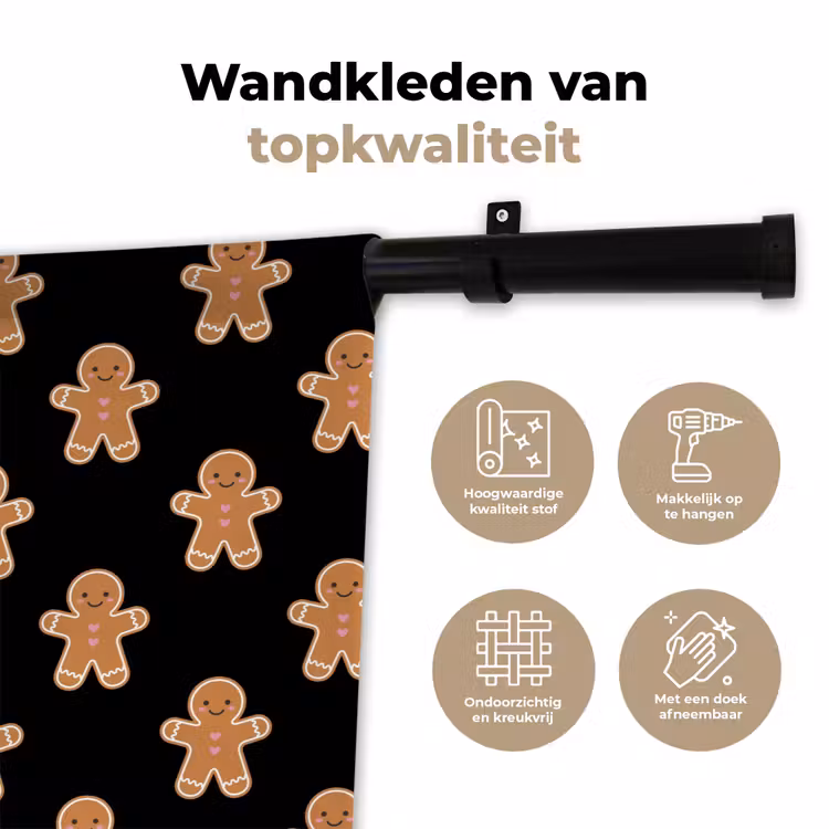 Wandkleed - Peperkoek - Kerst - Zwart — 3