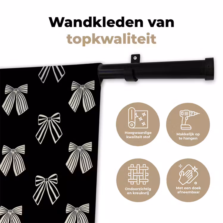 Wandkleed - Strikken - Kerst - Crème - Zwart — 3