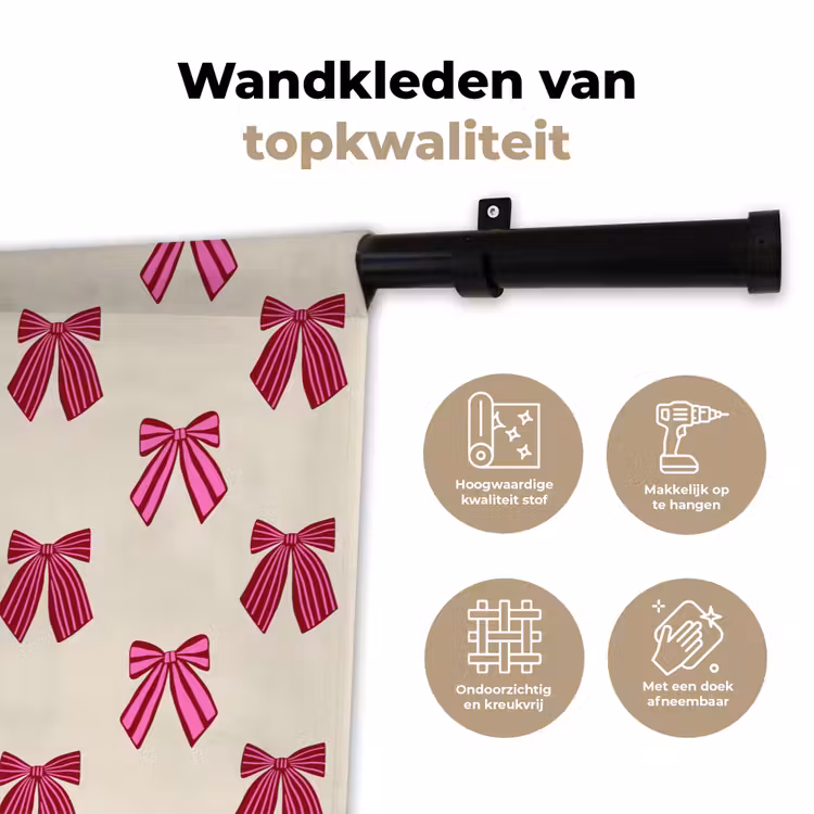 Wandkleed - Strikken - Kerst - Roze - Crème — 3